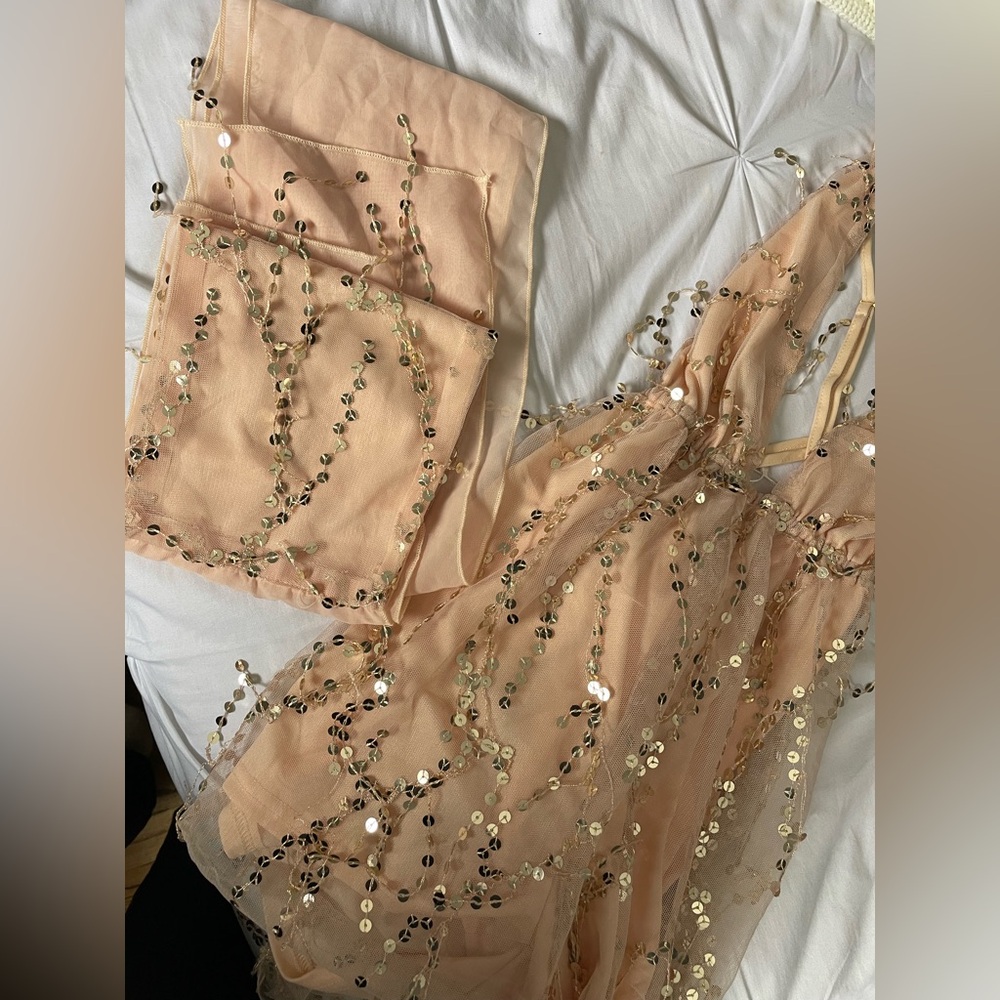 Sequin Cream and White Dress